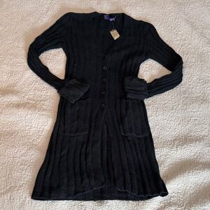 Black Ribbed Cardigan Sweater long length Seven for all mankind